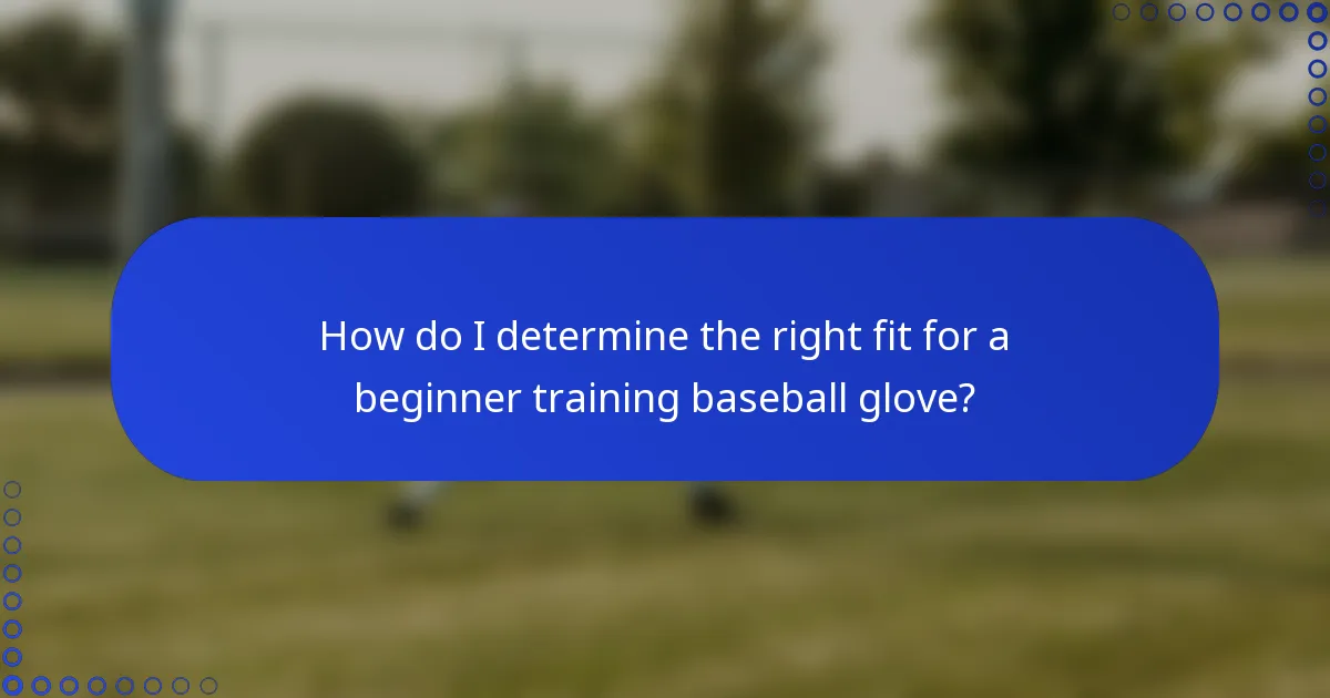 How do I determine the right fit for a beginner training baseball glove?