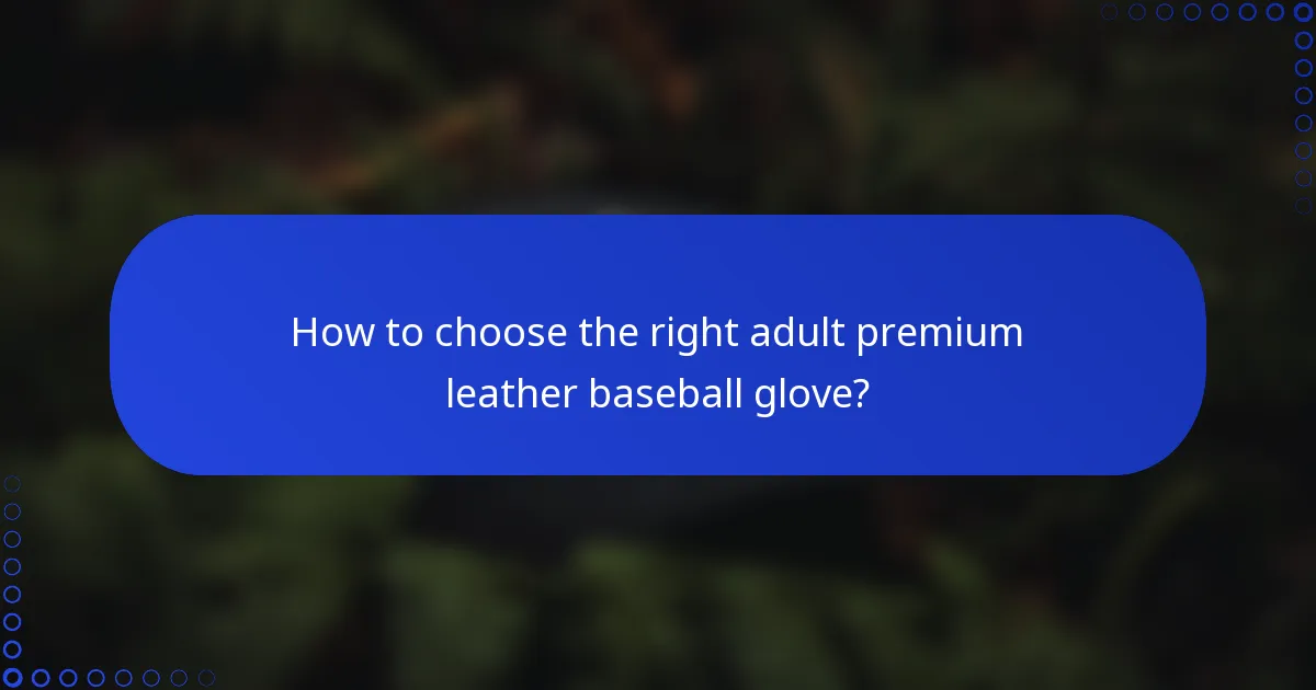 How to choose the right adult premium leather baseball glove?